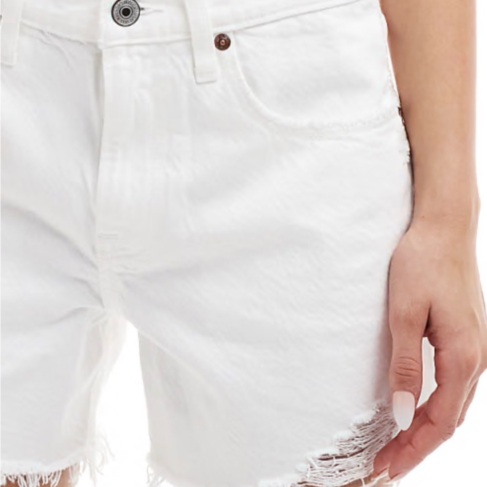 Abercrombie White Mom Distressed Shorts